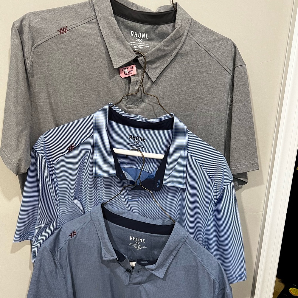 RHONE Polo’s, set of 3.